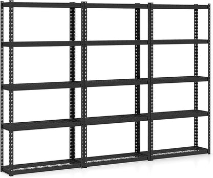 Goplus 5-Tier Metal Shelving Unit, 3 Pack Heavy Duty Wire Storage Rack with Anti-Slip Foot Pads, Height Adjustable Shelves for Warehouse, Kitchen, Living Room, Garage, 12" D x 35.5" W x 72" H
