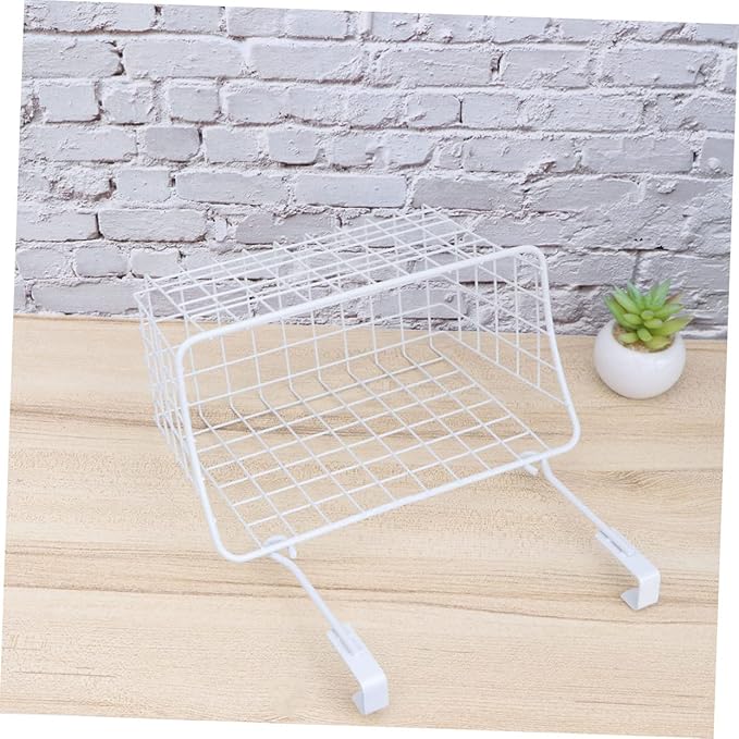 Cabilock White Hanging Rack Cabinet Basket Over Door Organizer for Kitchen Bathroom Office Rust Resistant Storage Holder with High Temperature Coating Easy Installation and Space Saving
