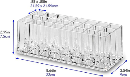 Acrylic Eye Mascara Organizer Makeup Storage Organization Refillablle Container Beauty Display Case 24 Space to Organize Tall Eye Lash Mascara (2)