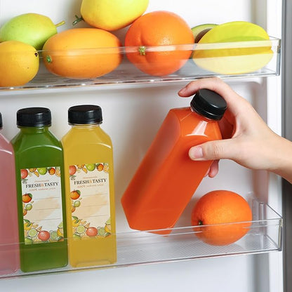 TOMNK 12pcs Juice Bottles, 16oz Reusable Plastic Juice Bottles with Caps and Labels, Funnel, Brush Beverage Containers for Juicing, Smoothies, Tea, Milk