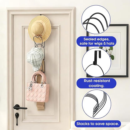 LINFIDITE 15 PCS Baseball Hat Rack Hanger Holder Organizer Flexible Multi Hook Wall Mounted Over Door Cap Display Storage Rack Cap Holder, Closet HangingStorage Rack w Hanging Hook Black