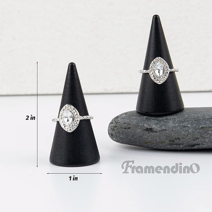 Framendino, 30 Pack Black Wood Cone Ring Holder Single Jewelry Display Stand Wedding Showcase for Organizer