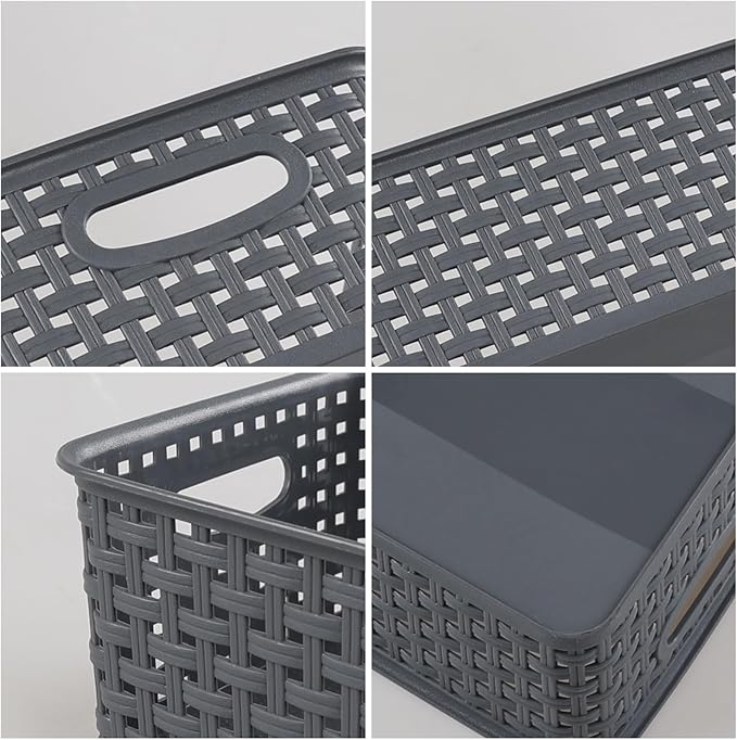 6-Pack Plastic Woven Storage Baskets, Small Baskets