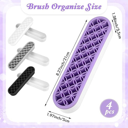 MAQUITA 4 Pcs Silicone Makeup Brush Holder Stand Multipurpose Cosmetic Travel Storage Box Painting Pen Brush Organizer for Brush, Eyeliner Pencil Art (Multicolored)