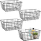 Metal Black Large Wire Basket Food Storage Organizer,pantry organizers and storage for Organizing Kitchen Cabinets potato onion, 4 Pack