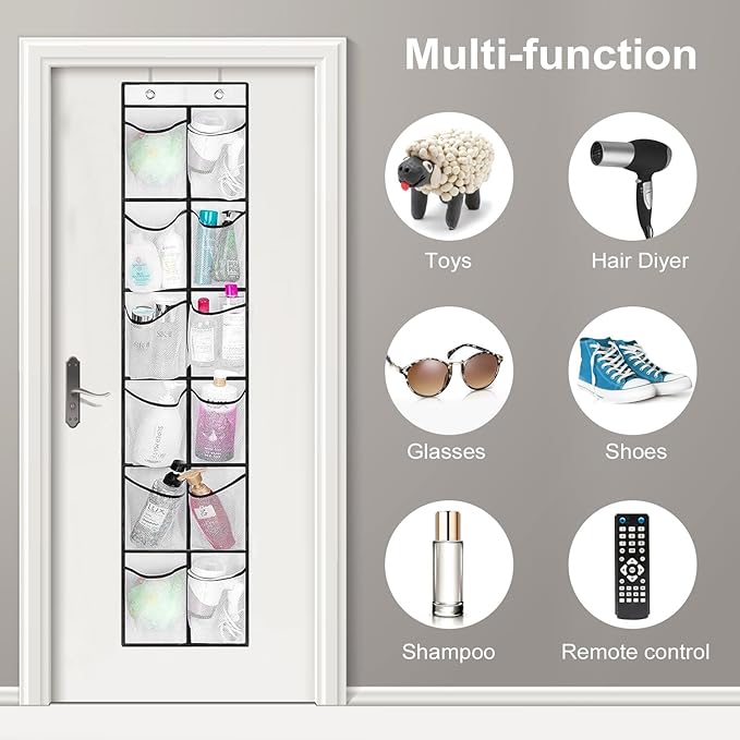 GOMAJI 12 Large Pockets Over Door Hanging Shoe Organizer, White