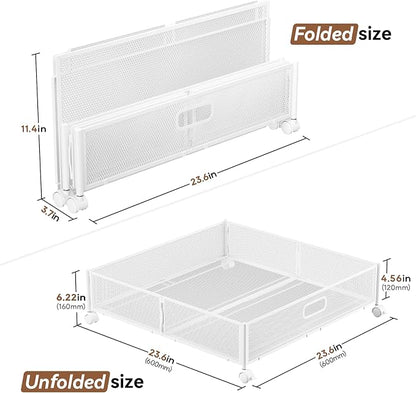 PHINOX Under Bed Storage Containers with Wheels - Shoe Storage Organizer Drawer, Tool-free Assembly Metal Underbed Storage Containers for Bedroom Clothes, Shoes, Blankets - 2Pack