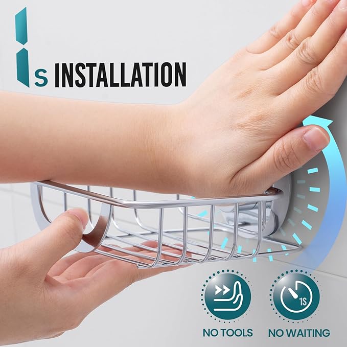 TAILI Soap Holder Soap Dish for Shower, Suction Cup Soap Holder for Shower Wall, Bathroom Accessories, Removable Strong Hold Soap Saver, Drill Free