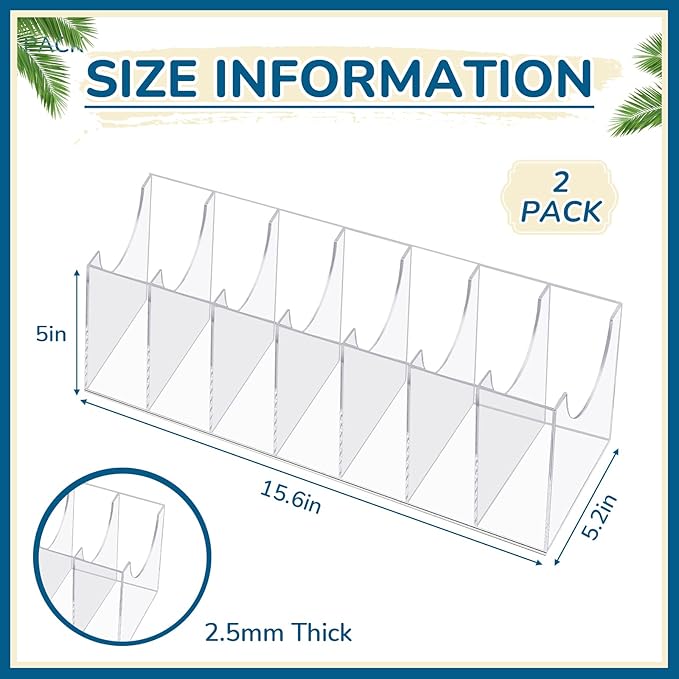 Juexica 2 Pcs Belt Organizer,14 Compartments 15.6in Belt Holder Storage Box,Thick Acrylic Belts Organizer,Clear Display Case for Closet and Bow Tie