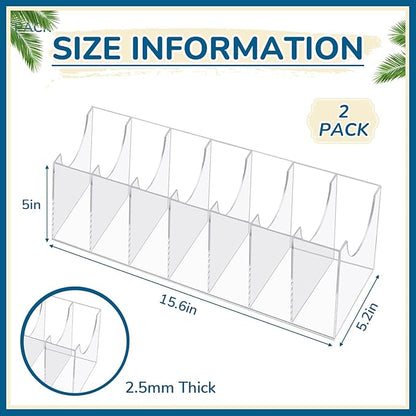Juexica 2 Pcs Belt Organizer,14 Compartments 15.6in Belt Holder Storage Box,Thick Acrylic Belts Organizer,Clear Display Case for Closet and Bow Tie