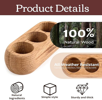 RoseFlower Wooden Essential Oil Display Storage Organizer Holder Stand - 3 Slots Red Oak Wood Rack - Holds up to 3 Aromatherapy Bottles - Ideal Gift Presentation Shelf