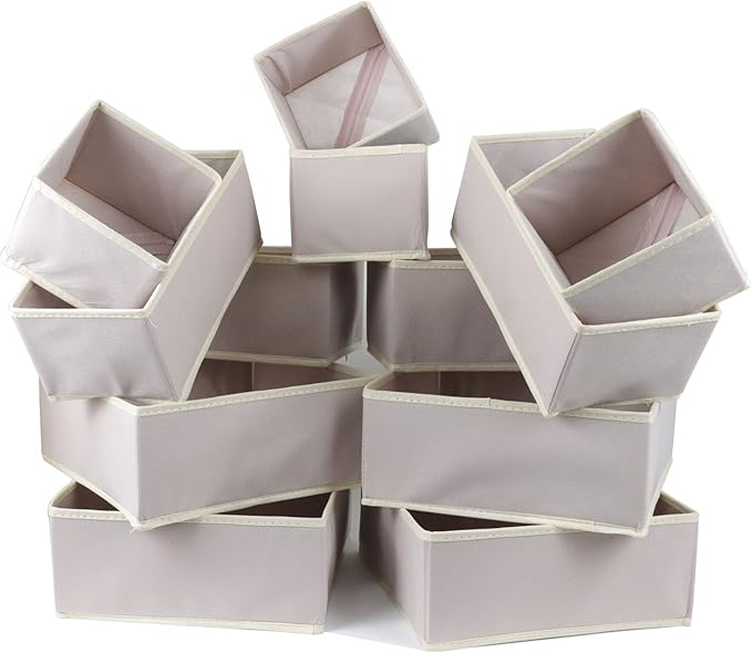 Fordonral 12 Pack Drawer Organizer Clothes, Foldable Fabric Dresser Organizer Closet Organizers and Storage Box for Underwear,Folded Clothes,Baby Clothing,Socks,Bra,Towels,Ties(12 Pack,Pink)
