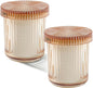 rejomiik Glass Qtip Holder Dispenser 2 Pack, Bathroom Canister Apothecary Jars with Lids, Vanity Makeup Accessories Storage Organizer for Cotton Swabs, Cotton Balls, Pads, Floss Picks, Amber
