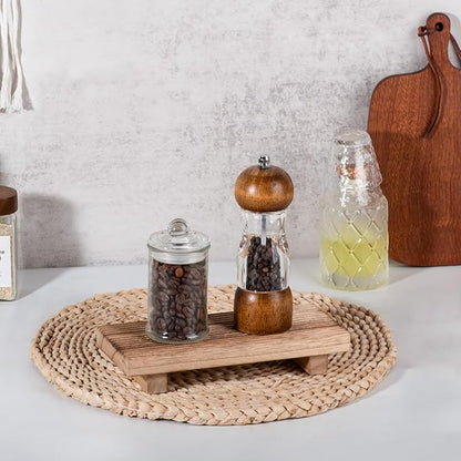 Bathroom Tray Farmhouse Decor Pedestal Stand Wood Riser Display Kitchen Accessories Soap Holder for Sink, Counter, Vanity, 8.7 * 3.6 Brown