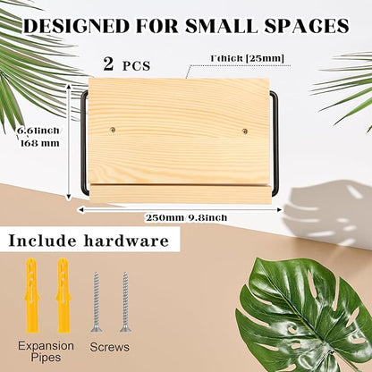 Mifoci 2 Pcs Wall Mounted Shoe Rack Organizer Wooden Modern Compact Wall Space Saving Shoe Holder Storage for Sneaker Footwear Slipper Boots Entryway Narrow Spaces Hallway(9.84'' Long)