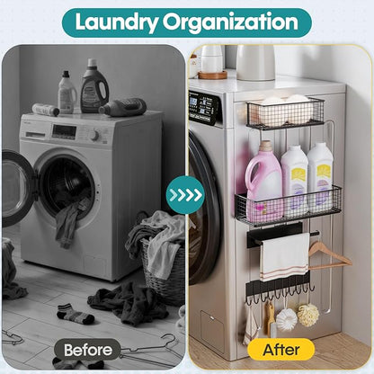 4 Pack Magnetic Shelves for Washing Machine， Heavy-Duty Magnetic Laundry Organizer, Spice Rack for Refrigerator, Space Saving Magnetic Basket