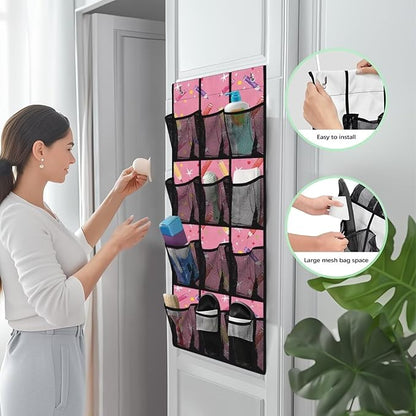 Pencils Over The Door Shoes Organizer 12 Large Mesh Pockets Closet Door Hanging Shoe Rack Organizer Washable Storage Bag for Toys Snacks Shoes Hats Comics Back to School Gifts