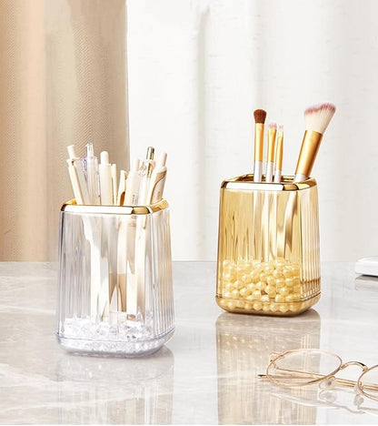 Makeup Brush Holder Clear Acrylic Makeup Brushes Organizer Pen Pencil Holder Cosmetic Brush Holder for Vanity Bathroom Decor, Set of 2