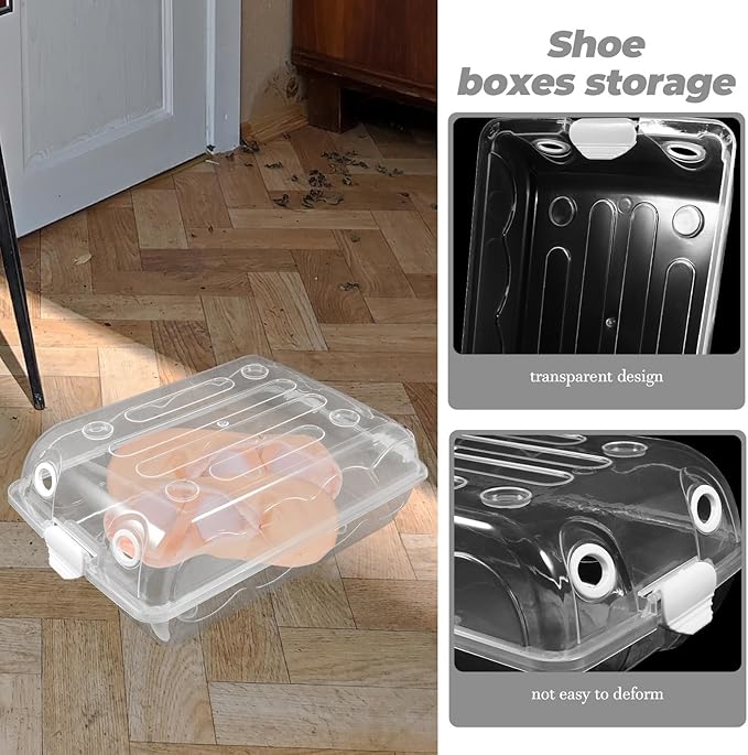 Shoe Storage Box Organizer with Lid, 31.5x21x11cm Thickened Plastic Shoe Container for Closet, Stackable Sneaker and Boot Organizer for Home Storage