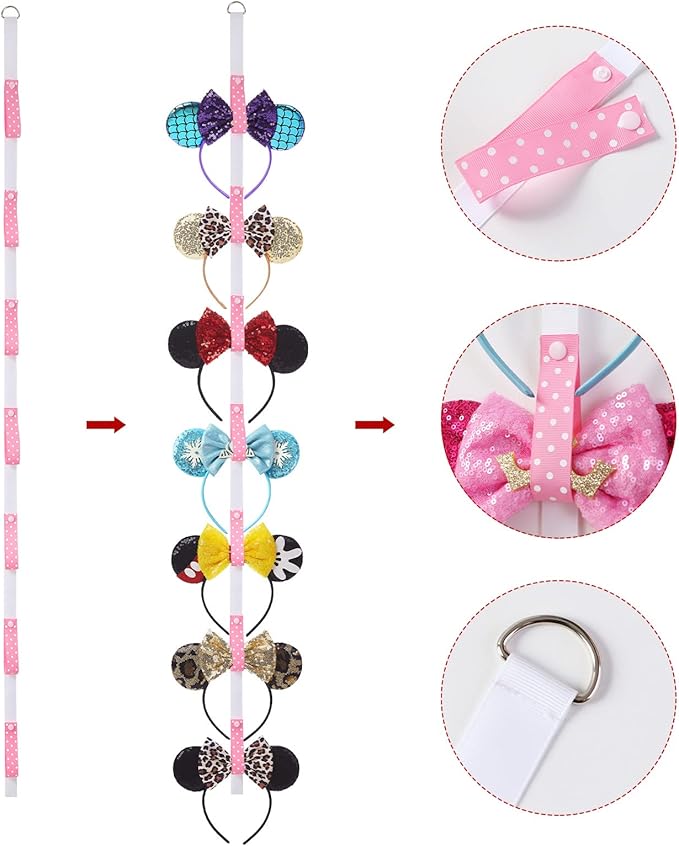 3Pcs Mouse Ears Headband Holder Headpiece Hanger Organizer Hair Accessories Storage Hanging Wall Display Decor