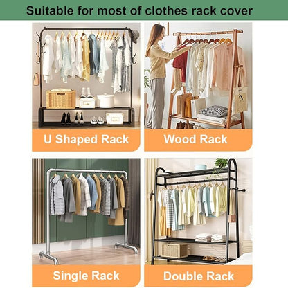 Clear Garment Rack Cover with Zipper Clothes Hanging Rack Cover Dustproof Waterproof Clothing Storage Protector (47.2x20x60 inch)
