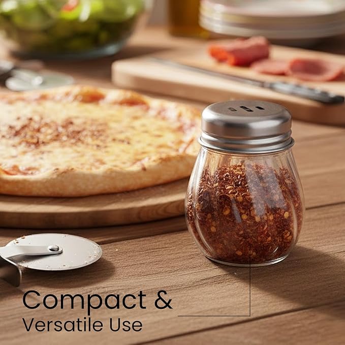 Oblivion Spice Box 2 Pcs – Oregano & Chilli Flakes Dispenser Set – Unbreakable Plastic Spices Shaker with Stainless Steel Lid – BPA-Free & Reusable Easy Pour Seasoning Jars for Kitchen & Dining Table