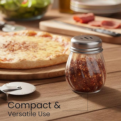 Oblivion Spice Box 2 Pcs – Oregano & Chilli Flakes Dispenser Set – Unbreakable Plastic Spices Shaker with Stainless Steel Lid – BPA-Free & Reusable Easy Pour Seasoning Jars for Kitchen & Dining Table