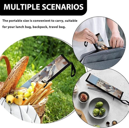COEQINE Novlety Horses Flatware Organizer Utensil Case Food Washable Machine Lightweight Portable Cutlery Pouch Metal Straws Case With Keychain
