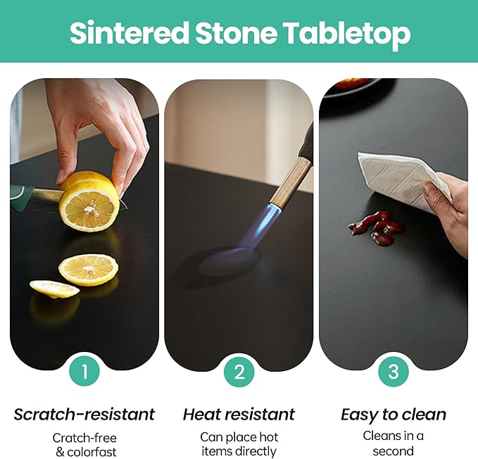 19.7" Lazy Susan Turntable–360° Sinteredstone Silent Anti-Slip Turntable, Table Top Centerpiece for Kitchen, Pantry, Spice Rack, Refrigerator & Dining Table, Black