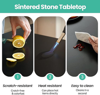 31.5" Lazy Susan Turntable – 360° Sinteredstone Silent Anti-Slip Turntable, Table Top Centerpiece for Kitchen, Pantry, Spice Rack, Refrigerator & Dining Table, Black
