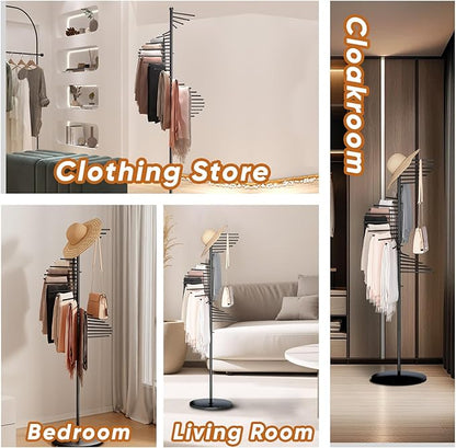 lesolar Metal Scarf Rack Freestanding, Commercial Scarf Display Rack, Spiral Scarf Holder with 30 Rods, Hijab Stand Organizer Belt Pants Hanger, Space Saving Shelves for Clothing Store Home