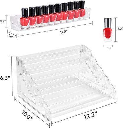 Nimiah 6-Layer Nail Polish Storage - Clear Acrylic Vanity Display Rack Nail Polish Holder Organizer Holds up to 72 Bottles Essential Oils Ink Stand