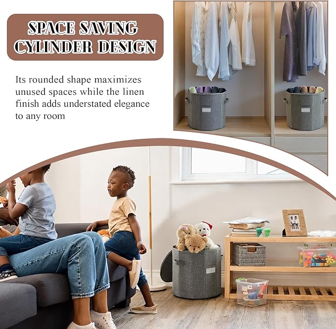 Ripeng 2 Pack Round Shoe Organizer for Closet, Cylindrical Shoe Storage Organizer with Removable Dividers and Lid, Foldable Closet Container Round Compartment Bins for Home (D14 X H13.2,Fan Shapped)