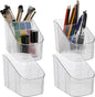 4 Pcs 3 Slot Makeup Brush Holder, Vintage striped Make Up Brush Holder Cosmetic Brushes Container Cosmetic Display Case for Vanity Decor Perfume Hairbrush Desk Accessories, Clear