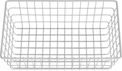 Whitmor 4 Pack Grey Wire Baskets for Organizing Office Wire Storage Baskets Wire Baskets Grey Metal Storage Baskets for Pantry Kitchen Bins Freezer