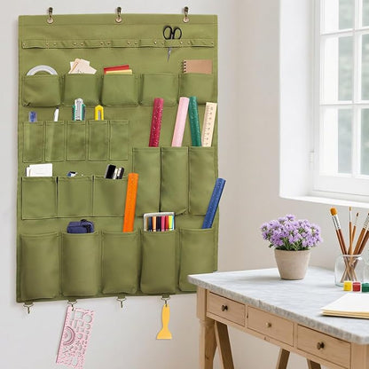 Canvas Wall Organizer for Garden Tool, Hand Tools, Stationery, Craft Items and Sewing Supplies,Green