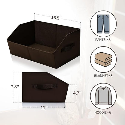 Homsorout Clothes Organizers and Storage - Fabric Cube Bins with Handles, Storage Baskets for Shelves, Trapezoid Collapsible Boxes for Home, Dorm, Office, 10 Pack, Brown