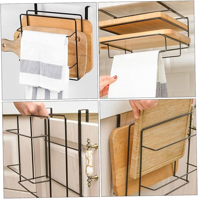 PRETYZOOM Door Organizer Rack Set 2Pcs Cabinet Door Storage Solution Iron Towel and Cutting Board Holder Space-Saving Kitchen Organizer for Small Spaces