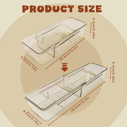 Expandable Straw Organizer Drawer Holder for Cabinet，Deep Drawer Organizer Kitchen Cabinet Organizer detachable compartments Fits for Stanley Long Straw(Transparent