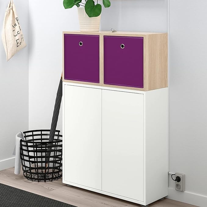 Foldable Storage Cubes Bins ,11 Inch Cloth Storage Cube Fabric Storage Box Cubes Organizer Baskets with Handles for Home Organizer Set of 6 (Purple)