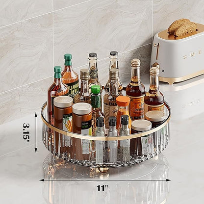 Clear Lazy Susan Pantry Organizers and Storage, 11” Turntable Organizer, Rotating Storage Rack for for Kitchen, Pantry,Cabinet, Dining Table,Fridge,Countertop,Vanity,Food Storage