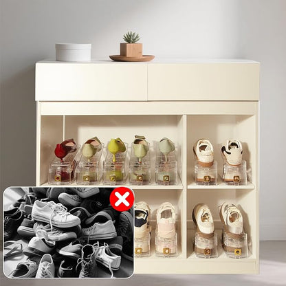 12 Pack Shoe Slots Organizer, Shoe Stackers Organizer for Closet Adjustable Shoe Holder Space Saver 50% Shoes Racks for Closet Organization