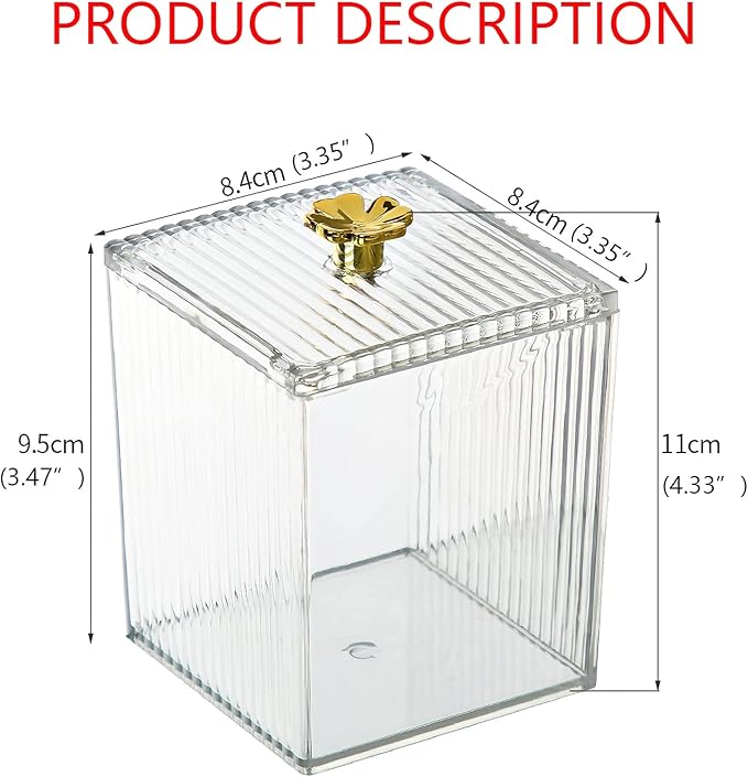 DASITON Acrylic Qtip Holder, Bathroom Jars With Lids Set, Apothecary Jar Dispenser For Cotton Ball, Swab, Round Pads, Floss