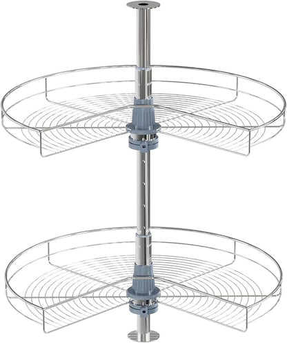 Dowell Base Cabinet Kidney Shape Dia.24 270° Lazy Susan, 2 Shelves, Kitchen Base Corner Cabinet Organizer (Chrome 4001 270 24)