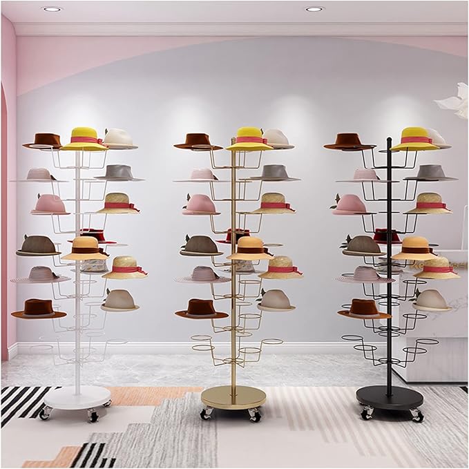 Metal Hat Rack, Retail Freestanding Hat Wig Display Stand, Floor-Standing Hats Wigs Holder Tree, Commercial Large Hats Organizer Cap Hanger for Hat Store Shop and Cloakroom