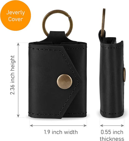Leather Keychain Earrings Holder, Wedding Travel Case, Engagement Holder, Pouch Bag, Workout and Gym Ring Holder (Cognac)