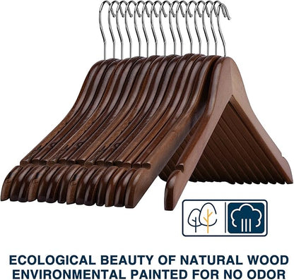 Wooden Shirt Hangers - Pack of 30 Sturdy Wood Hangers, Ideal for Laundry & Everyday Use, Heavy Duty, Walnut
