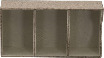Household Essentials Brown 722-1 Deep 3 Section Drawer Organizer Box for Storage | 12 in x 6.13 in x 3.13