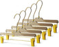 Acrylic Clip-Hangers Brown for Pants, Skirts and Shorts with 360 Degree Silver/Golden Hook | Space Saving & Non-Slip | 5 Pack