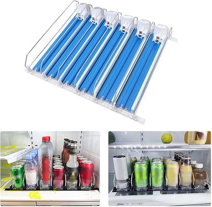 Zerodis 6Pcs Fridge Drink Organizer, Can Water Bottle Drink Dispenser Automatic Beverage Pusher Beverage Thruster Beer Supermarket Shelf Thrusters Convenience Store Freezer (Blue)